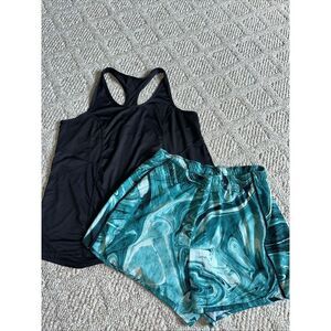 Womens Xersion Essential Performance Activewear Racerback Tank &‎ Shorts Medium